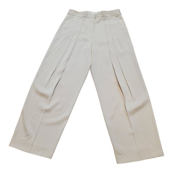 NEW BANANA REPUBLIC SZ 12 High-Rise Pleated Wide-Leg Drapey Pant in Light Beige - Picture 2 of 7